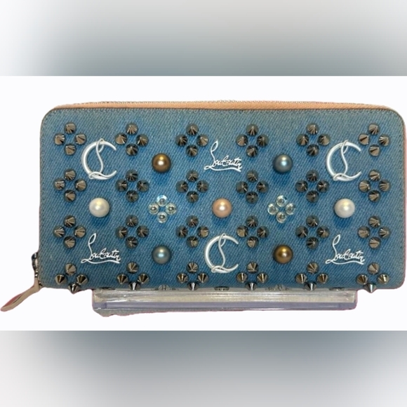 Christian Louboutin Handbags - Christian Louboutin Blue Denim Mix Pearl Panettone Continental Wallet